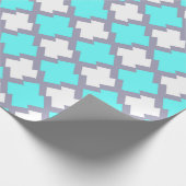 Turquoise en White Geometric Pattern Cadeaupapier (Hoek)
