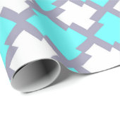 Turquoise en White Geometric Pattern Cadeaupapier (Rol Hoek)