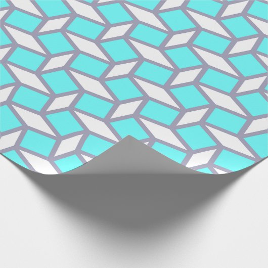 Turquoise en White Geometric Pattern Cadeaupapier (Hoek)