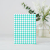 Turquoise en White Gingham Checks Pattern Briefkaart (Staand voorkant)