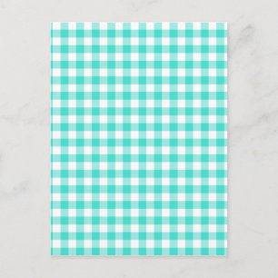 Turquoise en White Gingham Checks Pattern Briefkaart