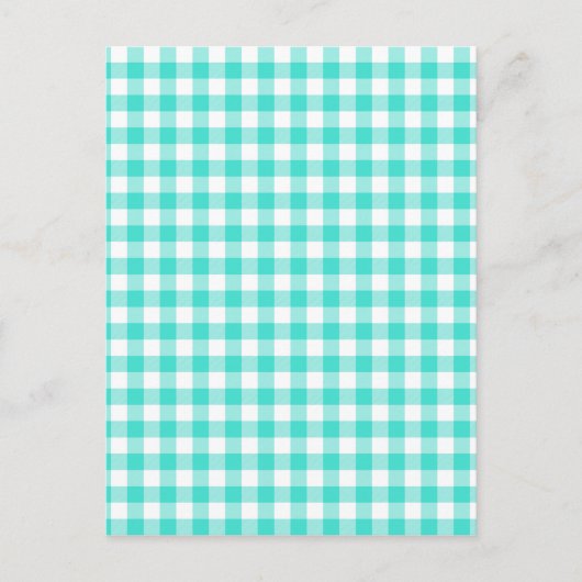 Turquoise en White Gingham Checks Pattern Briefkaart (Voorkant)