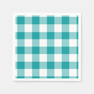 Turquoise en White Gingham Pattern Servetten
