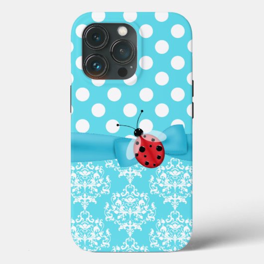 Turquoise en White Pattern en Ladybug Case-Mate iPhone Case (Achterkant)