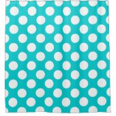 Turquoise en White Polka Dot Pattern Douchegordijn (Voorkant)