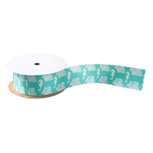 Turquoise en White Seahorse Coastal Pattern Lint