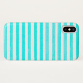 Turquoise en White Stripe iPhone X Hoesje (Achterkant (horizontaal))