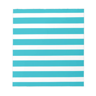 Turquoise en White Stripe Nautical Summer Notitieblok