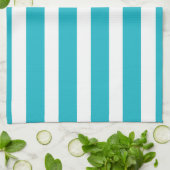 Turquoise en White Stripe Nautical Summer Theedoek (Gevouwen)