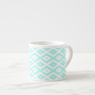 Turquoise en wit diamantpatroon espresso kop