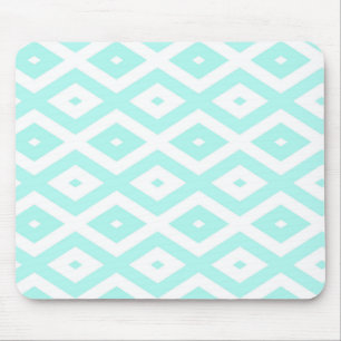 Turquoise en wit diamantpatroon muismat
