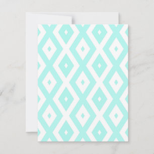 Turquoise en wit diamantpatroon RSVP kaartje