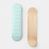 Turquoise en wit diamantpatroon skateboard (Voorkant)