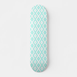Turquoise en wit diamantpatroon skateboard