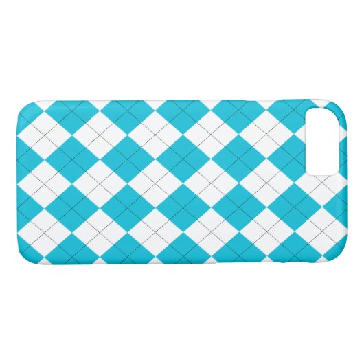 Turquoise en witte Argyle Case-Mate iPhone Case (Achterkant (Horizontaal))