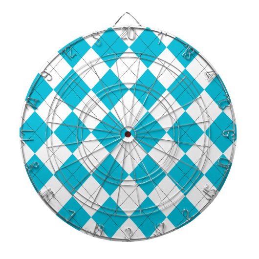 Turquoise en witte Argyle Dartbord (Voorkant)