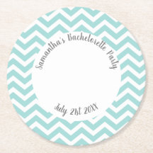 Turquoise en witte chevron feest