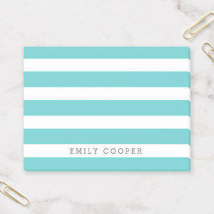 Turquoise en witte klassieke strepen Monogram Post-it® Notes