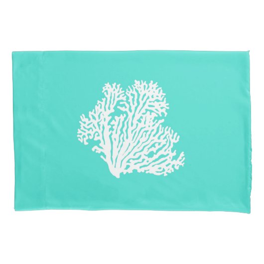 Turquoise en witte kustkoraal kussensloop (Voorkant)