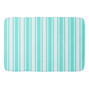 Turquoise en witte snoepjes strepen badmat