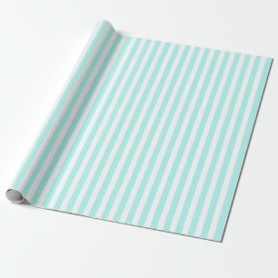 Turquoise en witte snoepjes strepen cadeaupapier