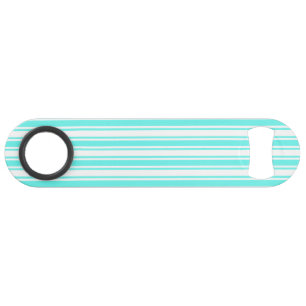 Turquoise en witte snoepjes strepen speed flessenopener