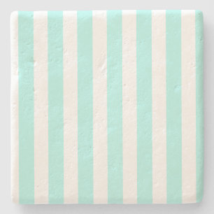Turquoise en witte snoepjes strepen stenen onderzetter