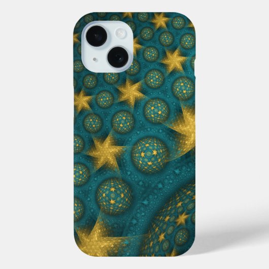 Turquoise en Yellow Abstract Stars Pattern Case-Mate iPhone Case (Achterkant)