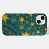 Turquoise en Yellow Abstract Stars Pattern Case-Mate iPhone Case (Achterkant (horizontaal))