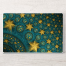 Turquoise en Yellow Abstract Stars Pattern