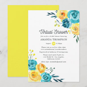 Turquoise en Yellow Floral Virtual Vrijgezellenfee Kaart