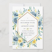 Turquoise en Yellow Floral Wedding Kaart (Voorkant)