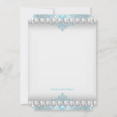 Turquoise en zilveren diamant Quinceanera Kaart (Achterkant)