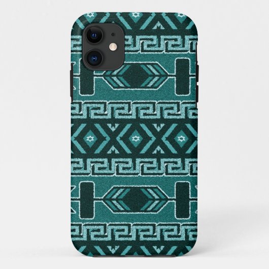 Turquoise en zwart Aztec patroon telefoon case (Achterkant)