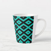 Turquoise en zwart diamantpatroon latte mok (Rechts)