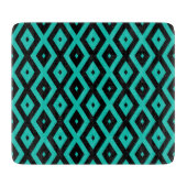 Turquoise en zwart diamantpatroon snijplank (Voorkant)