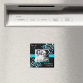 Turquoise en Zwart Sla de datum foto magneten (Insitu (Vaatwasser))