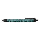 Turquoise en zwart zuidwesten Aztec print patroon Zwarte Inkt Pen (Bovenkant)
