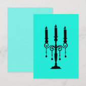Turquoise en zwarte candelabra RSVP kaartje (Voorkant / Achterkant)