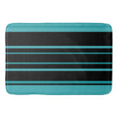 Turquoise en zwarte Stripes Badmat (Voorkant)