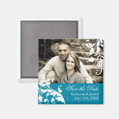 Turquoise Enregistrer le aimant du Mariage de date (Recto/Verso)