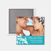 Turquoise Enregistrer le aimant Mariage de date (Recto/Verso)