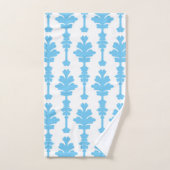 Turquoise et blanc Damassé Élégance Moderne (Serviette à main)