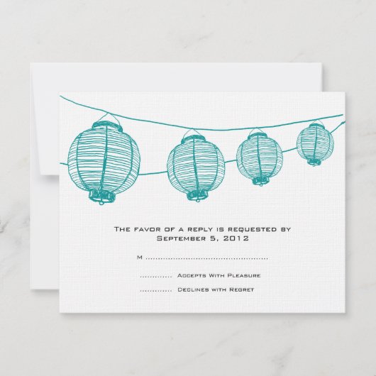 Turquoise et blanc Faire-part de mariage RSVP (Devant)