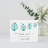 Turquoise et blanc Faire-part de mariage RSVP (Debout devant)