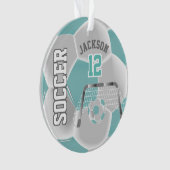 Turquoise et blanc Personnalisez ⚽ balle de footba (devant)