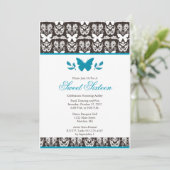 Turquoise et Brown Butterfly Sweet 16 invitations (Debout devant)