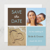 Turquoise et Brown Enregistrer la date Carte photo (Devant / Derrière)