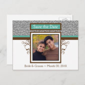 Turquoise et Brown Enregistrer la date Photo Carte (Devant / Derrière)