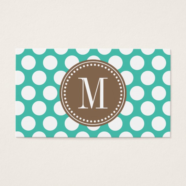 Turquoise et Brown | Gros Pois Monogrammé (Devant)